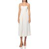 Lucky Brand Women’s Corset Poplin Midi Dress(Bright White)