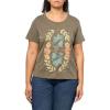 Lucky Brand Women’s Embroidered Butterfly Floral Classic Crew(Bungee Cord)