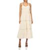 Lucky Brand Women’s Embroidered Lace Tiered Maxi Dress(Cream)