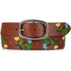 Lucky Brand Women’s Embroidered Leather Belt | Stylish | Classic | Western-Inspired | American Heritage | Jean | Pant(Embroidered Floral – Tan)