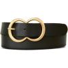 Lucky Brand Women’s Fashion Leather Belt | Stylish | Trend | Classic | Modern | Jean | Pant | Skirt | Dress(Double Ring Statement Buckle – Black)