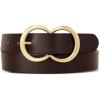 Lucky Brand Women’s Fashion Leather Belt | Stylish | Trend | Classic | Modern | Jean | Pant | Skirt | Dress(Double Ring Statement Buckle – Brown)