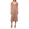 Lucky Brand Women’s Lace Trimmed Short Sleeve Midi Dress(Taupe Floral)