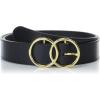 Lucky Brand Women’s Leather Belt | Leather | Trend | Stylish | Classic | Modern | Jeans | Pants | Skirt | Dress(Leather Double Ring – Black)