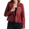 Lucky Brand Women’s Long Sleeve Notched Lapel Leather Moto Jacket(Rhubarb)