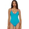 Lucky Brand Women’s Marbella One Piece Swimsuit, Adjustable, Bathing Suits(Ocean)
