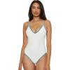 Lucky Brand Women’s Marbella One Piece Swimsuit, Adjustable, Bathing Suits(White)