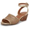 Lucky Brand Women’s Modessa Ankle Strap Heeled Sandal(Gold Platino)