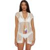 Lucky Brand Women’s Morro Hooded Fishnet Beach Cover Up, Casual, Swimsuit Tops(White)