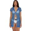 Lucky Brand Women’s Morro Hooded Fishnet Beach Cover Up, Casual, Swimsuit Tops(Wisteria)