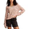 Lucky Brand Women’s Pointelle V Neck Pullover(Rose Smoke)