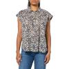 Lucky Brand Women’s Printed Short Sleeve Popover W/Schiffli(Raven Multi)
