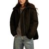 Lucky Brand Women’s Quilted Jacket with Ribbed Collar(Black)
