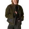 Lucky Brand Women’s Reversible Mixed Media Faux Shearling Jacket(Olive Multi)