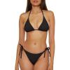Lucky Brand Women’s Sky Above Sand Textured Triangle Top Side Bottom Bikini Set, Adjustable, Tie Back, Two Piece Swimsuits(Black)