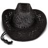 Lucky Brand Womens Straw Cowboy Hat | Western | Woven | Wide Brim | Adjustable | Breathable | Straw | Sun Protection(Woven Straw – Black)