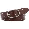 Lucky Brand Women’s Studded Leather Belt | Stylish | Classic | Modern | Jeans | Pants | Skirt | Dress(Center Bar Studded – Brown)