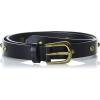 Lucky Brand Women’s Studded Leather Belt | Stylish | Classic | Modern | Jeans | Pants | Skirt | Dress(Domed Studded – Black)