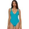 Lucky Brand Women’s Valencia One Piece Swimsuit, Plunge V-Neck, Bathing Suits(Ocean)