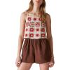 Lucky Brand Womens Women’s Crochet Romper(Pink Granny Square)