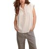 Lucky Brand Womens Women’s Solid Short Sleeve Popover W/Schiffli(Bright White)