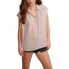 Lucky Brand Womens Women’s Solid Short Sleeve Popover W/Schiffli(Iris)