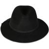 Lucky Brand Womens Wool Fedora Wide Brim Adjustable Hat with Faux Suede Tie (One Size Fits Most)(Black)
