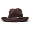 Lucky Brand Womens Wool Felt Fabric Wide Brim Ranger Boater Adjustable Hat (One Size Fits Most)(Cowboy W/ Beaded Band – Brown)