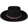Lucky Brand Womens Wool Felt Fabric Wide Brim Ranger Boater Adjustable Hat (One Size Fits Most)(Rhinestone Tie – Black)