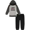 Lucky Brand baby-boys 2 Piece Fleece Hooded Jog Set(Heather / Granite / Black)