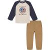 Lucky Brand baby-boys 2 Piece Knit Woven Set(Heather / Navy / Khaki)