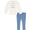 Lucky Brand girls 2 Piece Fashion Legging Set(Blue / Egret)