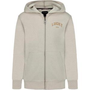 Lucky Brand Boys’ Long Sleeve Fleece Full Zip Hoodie, Comfortable, Relaxed Fit with Front Pockets(Vintage Peyote Heather)
