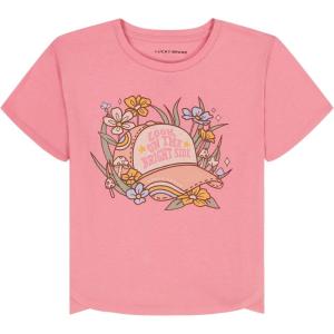 Lucky Brand Girls’ Short Sleeve Graphic T-Shirt, Tagless Cotton Tee with Fun Designs(Wild Rose Trucker)