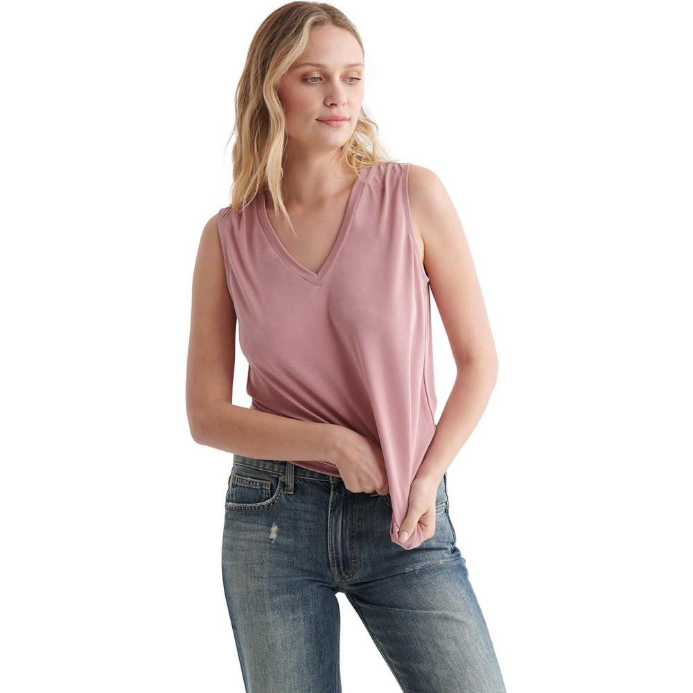 imageLucky Brand Womens Sleeveless VNeck Cutwork Tank TopZephyr