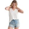 Lucky Brand Women’s Sleeveless V-Neck Cutwork Tank Top(Bright White)