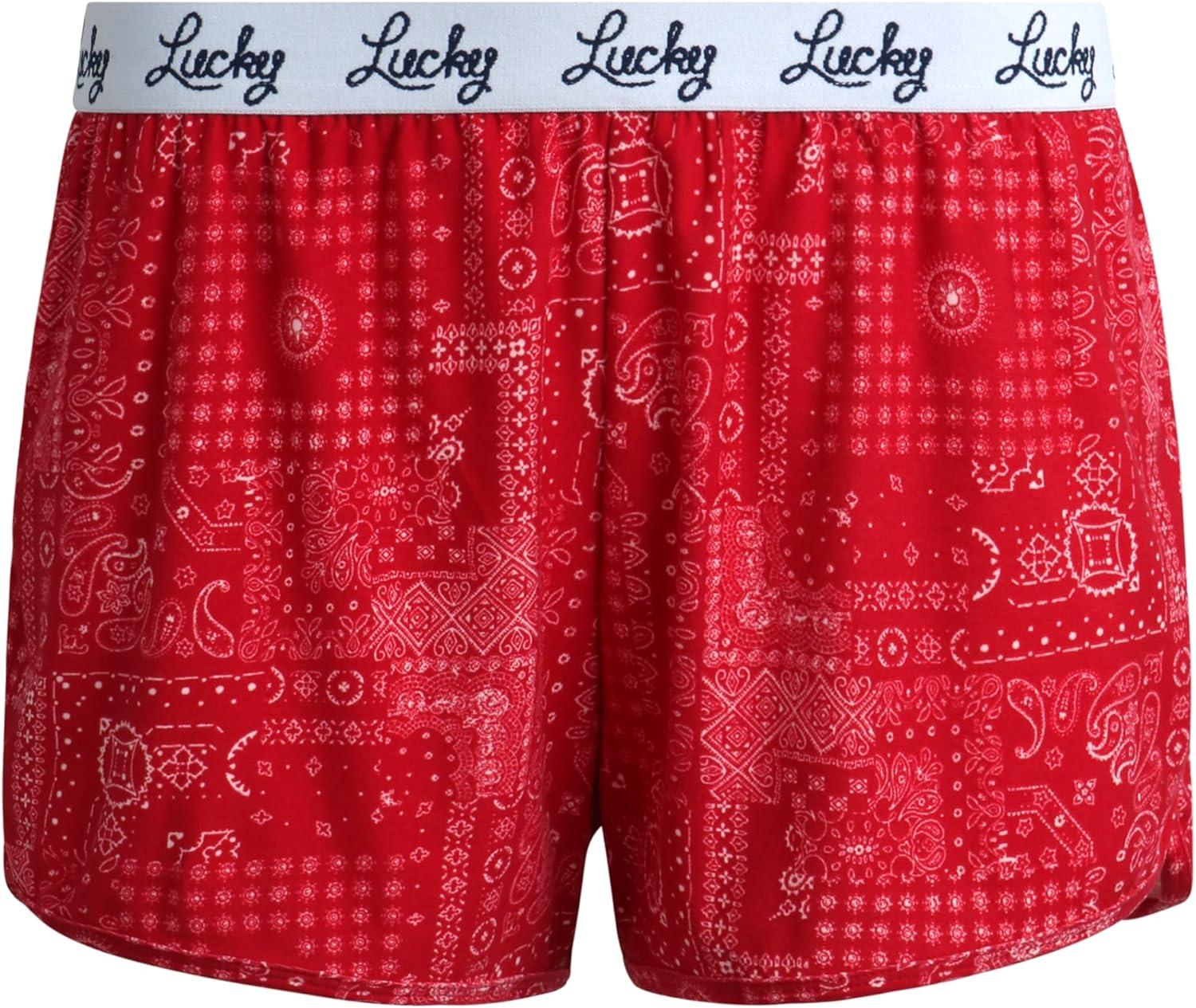 imageLucky Brand Womens Pajama Bottoms UltraSoft 2 Pack Sleep and Lounge Sweat Shorts Cortos de Pijama para MujerRed Bandana