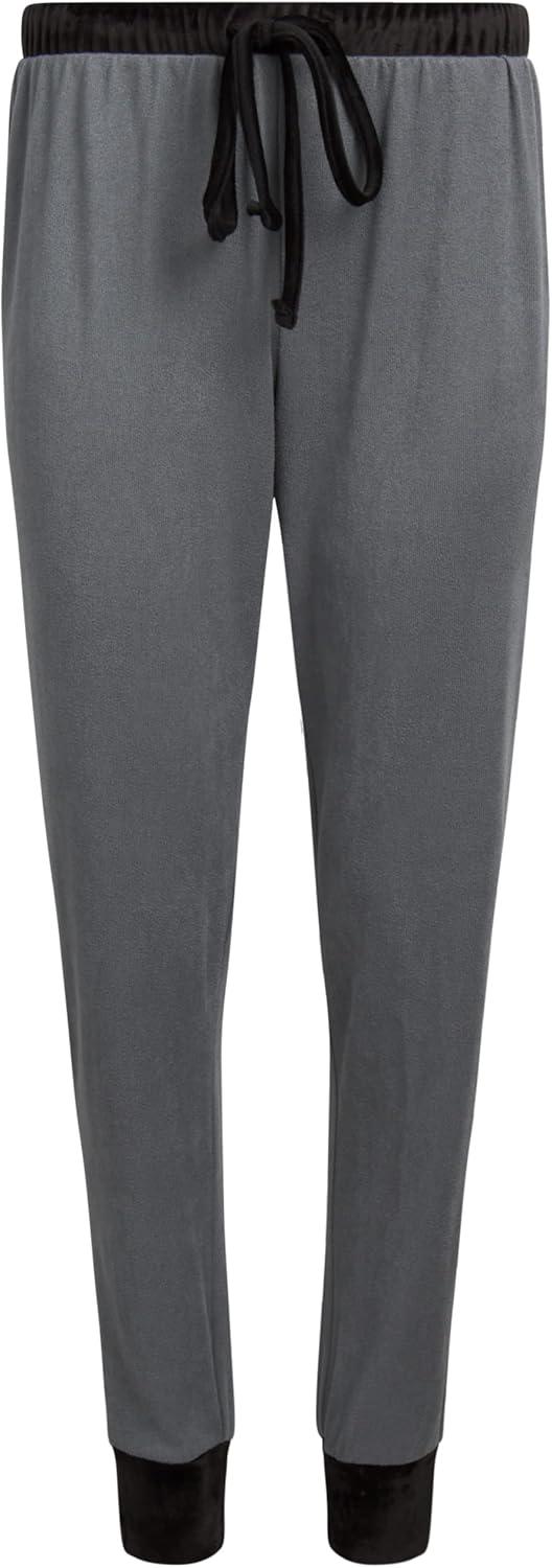 imageLucky Brand Womens Pajama Set 2 Piece Long Sleeve Sleep Shirt and Jogger Pants with Velour Trim SXLShaddow Black