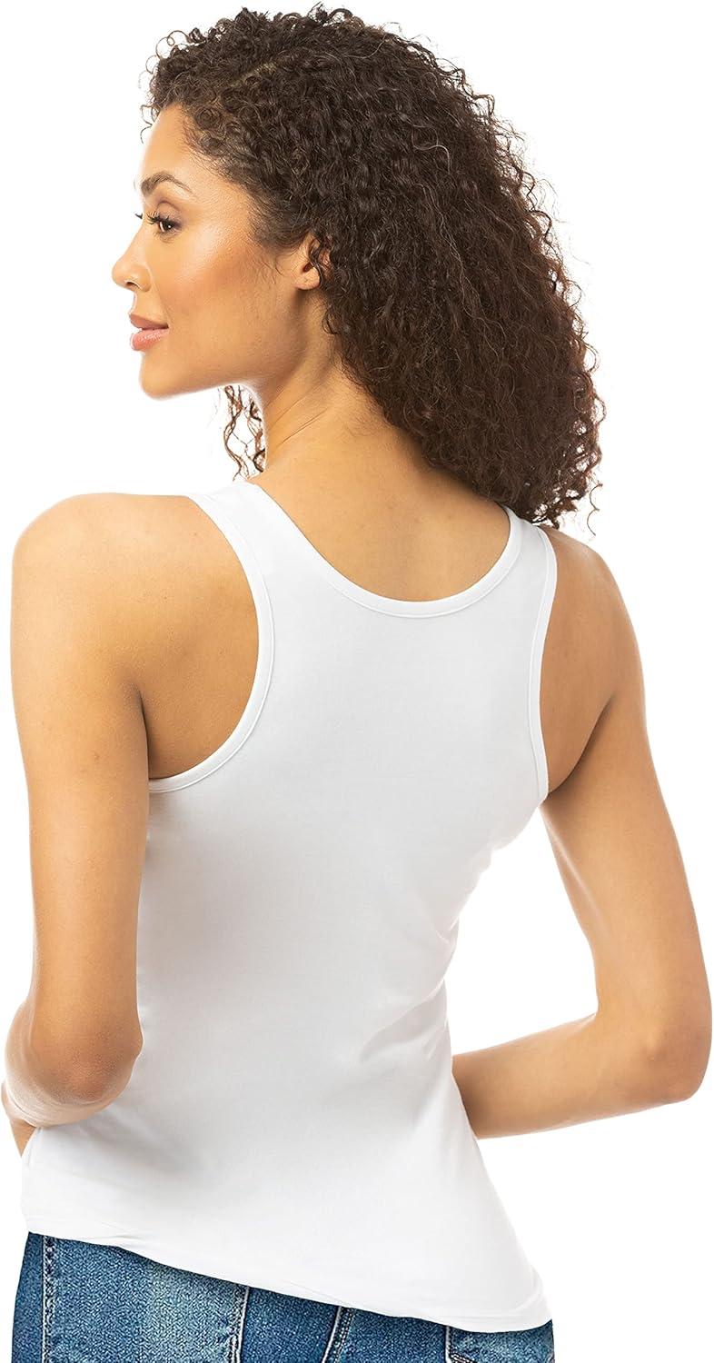 imageLucky Brand Womens Tank Top 4 Pack Stretch Cotton Scoop Neck Sleeveless TShirt Camiseta sin Mangas para MujerBlueGreySlateWhite