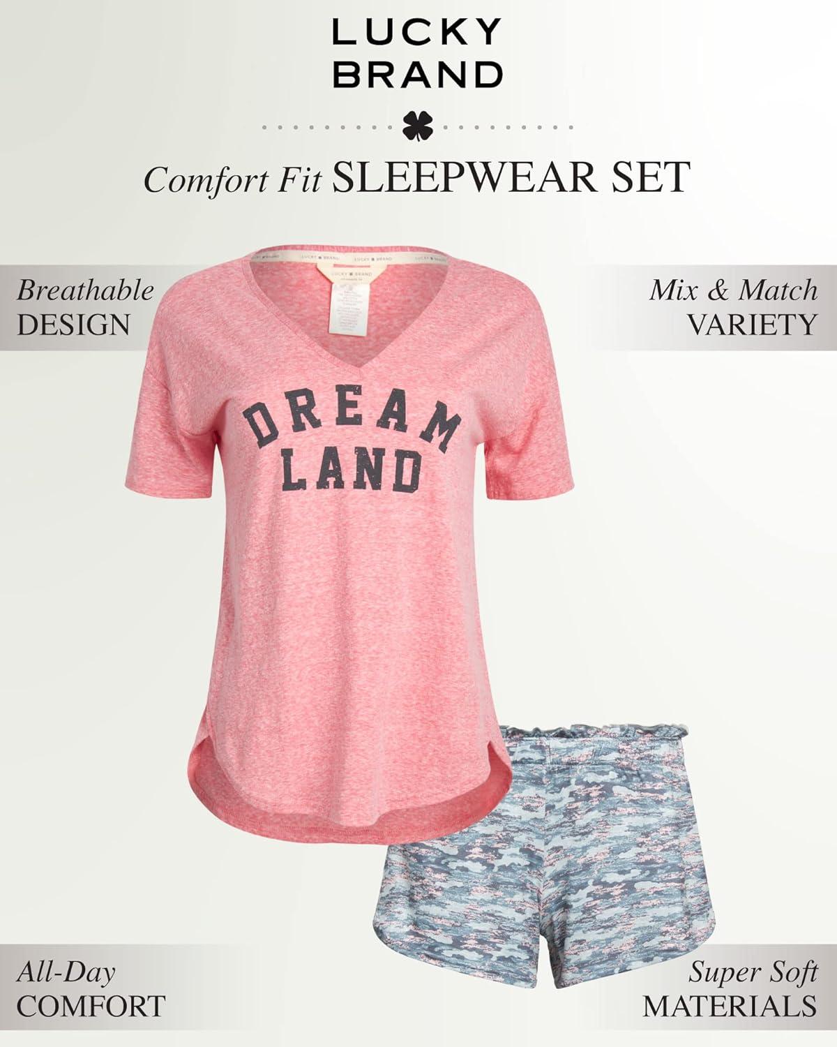 imageLucky Brand womens Drapy Graphic Tee Tshirt and Short Pajama SetVintage Camo