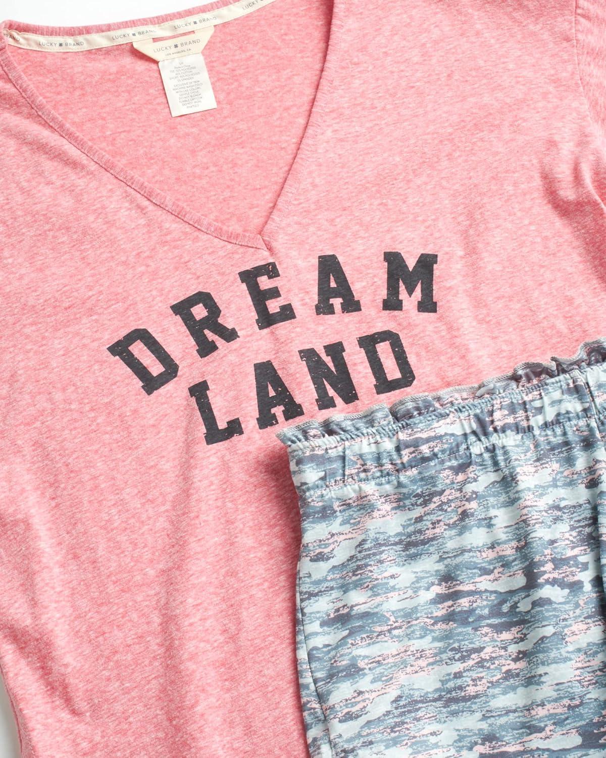 imageLucky Brand womens Drapy Graphic Tee Tshirt and Short Pajama SetVintage Camo