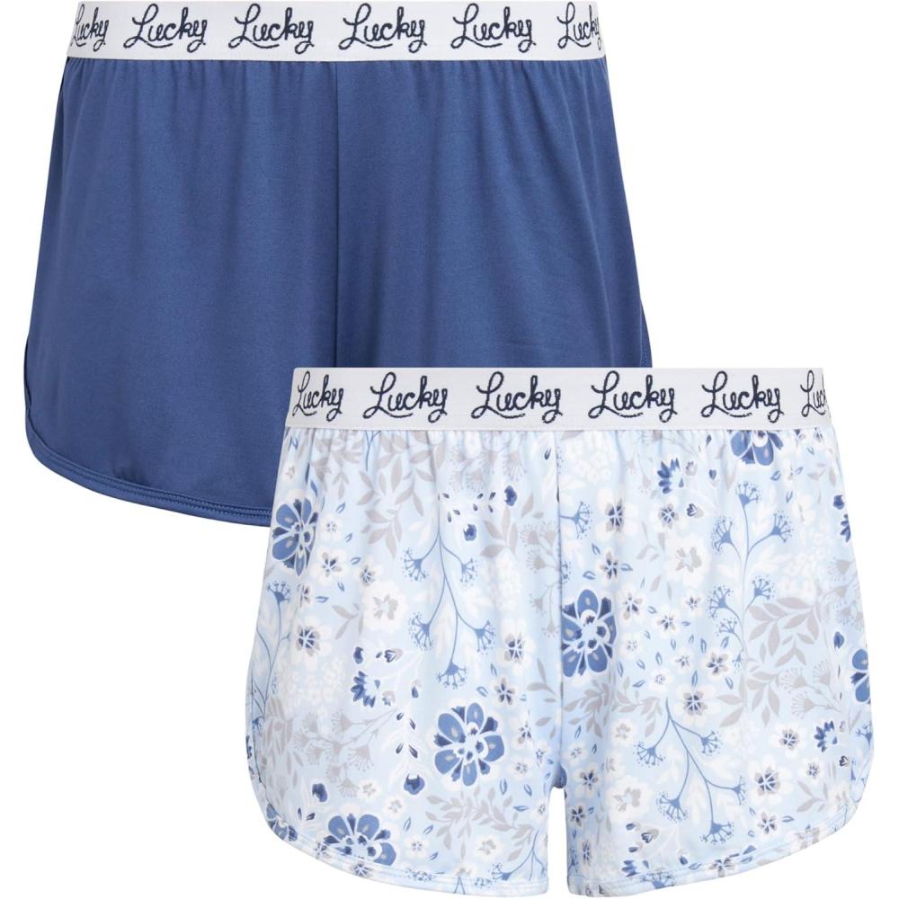 imageLucky Brand Womens Pajama Bottoms  UltraSoft 2 Pack Sleep and Lounge Sweat Shorts Cortos de Pijama para MujerNavyFloral