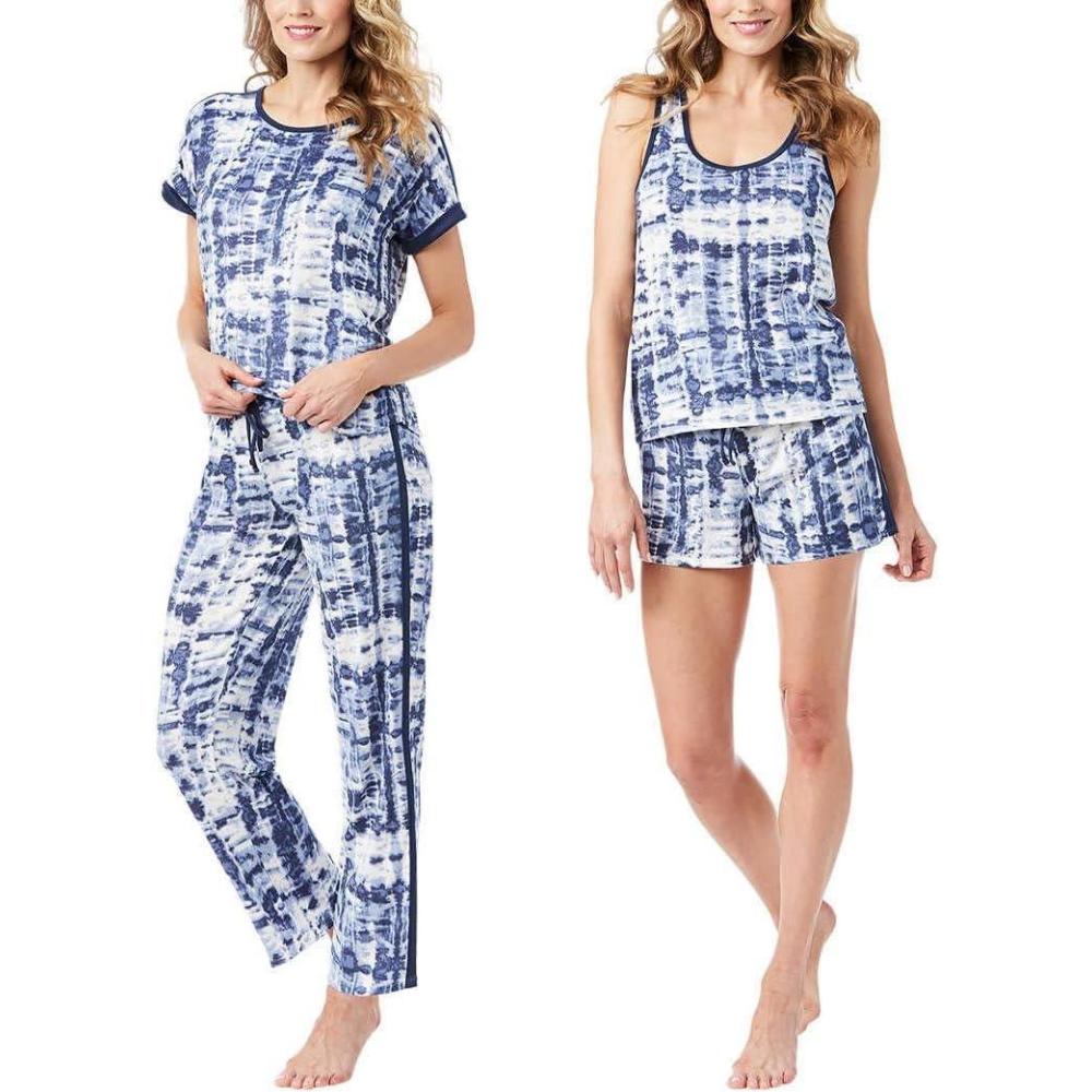 imageLucky Brand Womens Pajama Set  4 Piece Sleep Shirt Tank Top Pajama Pants Lounge Shorts SXLWinter Tye Dye