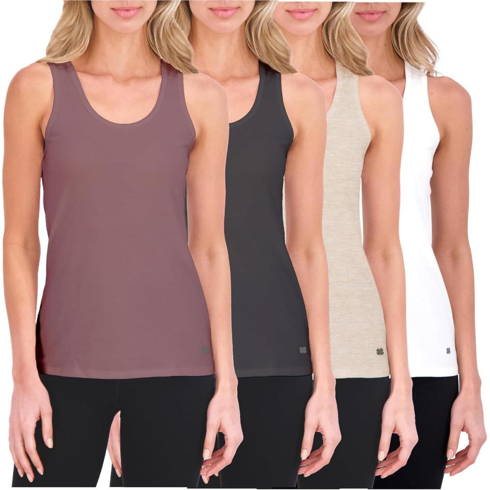 imageLucky Brand Womens Tank Top  4 Pack Stretch Cotton Scoop Neck Sleeveless TShirt Camiseta sin Mangas para MujerMauve