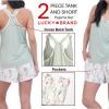 Lucky Brand Womens 2 Piece Lounge Set, Lightweight Soft Pajamas Sleepwear Crossback Tank Top and Sleep Shorts(Camo Green/Botanical Beauty)