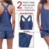 Lucky Brand Womens 2 Piece Lounge Set, Lightweight Soft Pajamas Sleepwear Crossback Tank Top and Sleep Shorts(Vintage Indigo/Star Stamp)