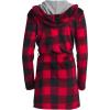 Lucky Brand Women’s Bathrobe Fleece Shawl Collar Belted Robe with Hood(Black/Red)