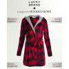 Lucky Brand Women’s Bathrobe Fleece Shawl Collar Belted Robe with Hood(Black/Red)