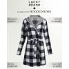 Lucky Brand Women’s Bathrobe Fleece Shawl Collar Belted Robe with Hood(Black/White)