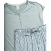 Lucky Brand Women’s Pajama Set – 2 Piece Henley Sleep Shirt and Lounge Pants – Silky Soft Sleepwear for Women(Ether/Line Diamond)